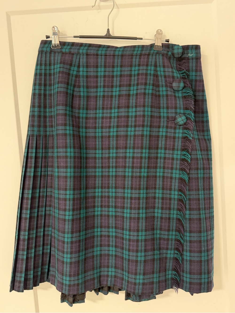 Purple and Blue Kilt-style wool pleat skirt - size 14